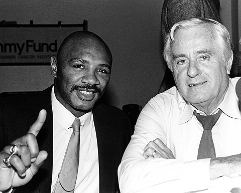 Curt Gowdy and Marvin Hagler