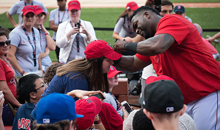 David Ortiz signs autographs for young patients