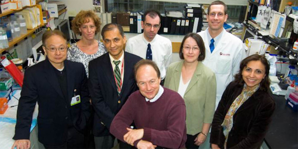 Paul Richardson, MD (center, front), and his team in the Jerome Lipper Multiple Myeloma Center at DF/BWCC