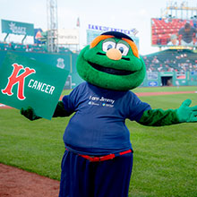 Strike Out Cancer with Wally the Red Sox mascot
