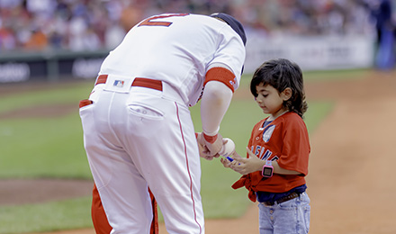 Dana-Farber patients of all ages joined the Red Sox on field
