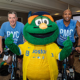 PMC Winter Cycle riders and Red Sox mascot Wally